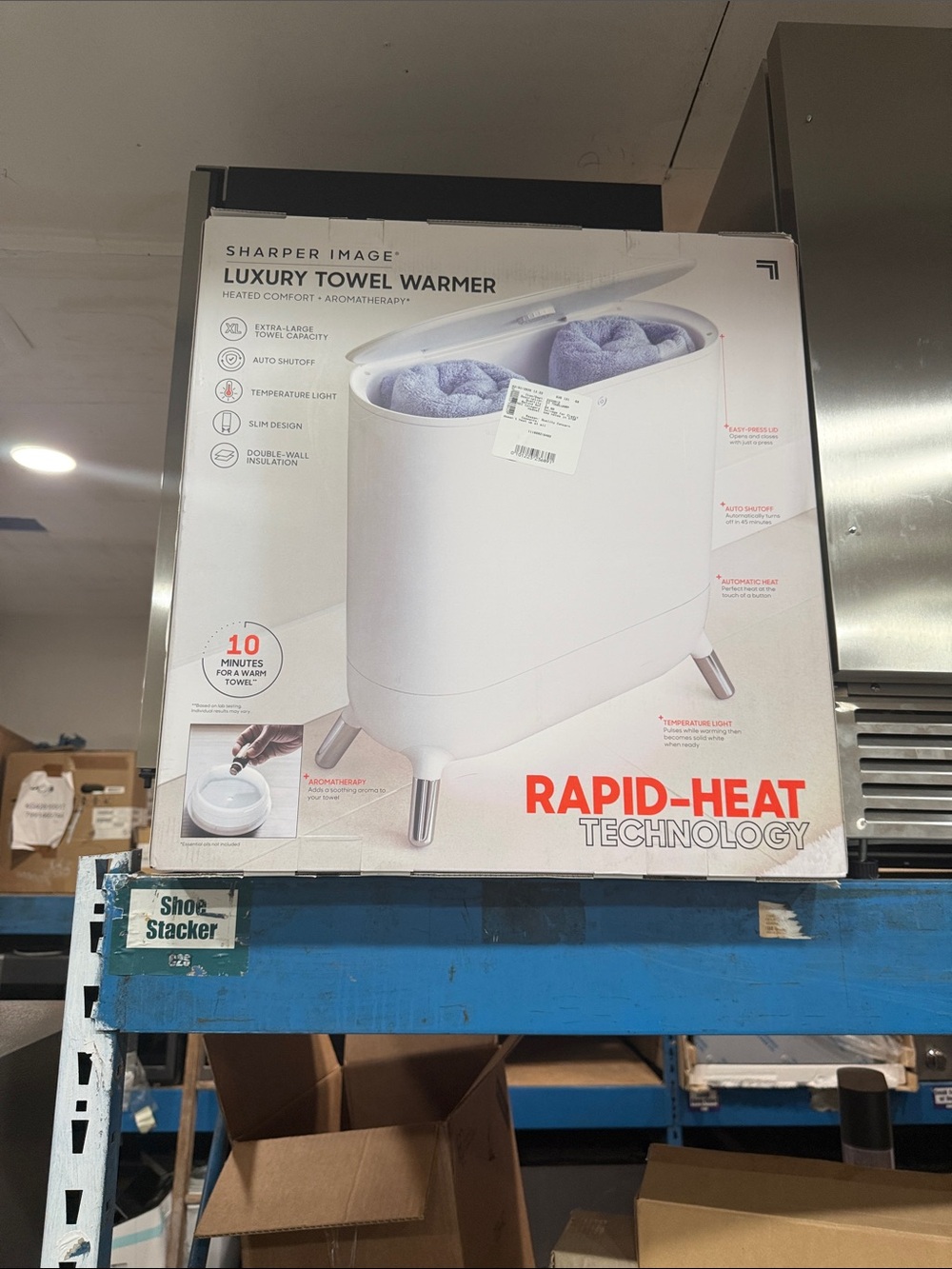 Sharper Image White Luxury Towel Warmer with Rapid-Heat Technology